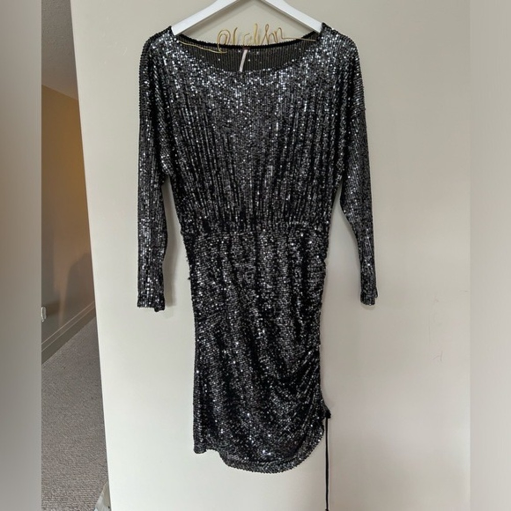 Free People Women Giselle Sequined One Shoulder Mini Dress
